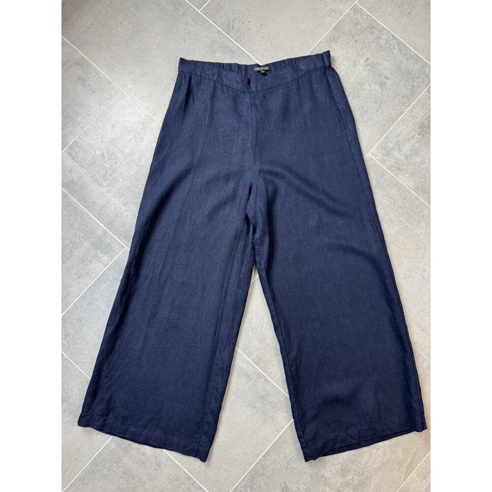For Cynthia women M pants 100% linen wide leg side zip trousers
